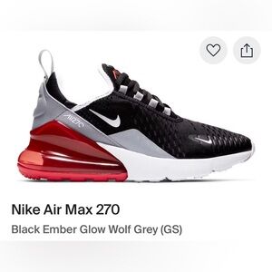 Air Max 270 GS 'Black Ember' Big Kids 5Y